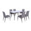Ensemble de salle à manger 7 pièces avec table en verre trempé blanc et 6 chaises en similicuir gris-1155645577