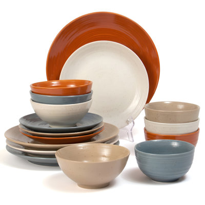 Ensemble de vaisselle 16 pièces en grès Sango Siterra Painter's Palette - Service for 4, assiette et bol
