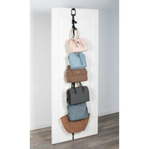 Over Door Hanging Purse Storage - Holds 50 lbs, rotates 360 for easy  access; Purses, Handbags, Satchels, Crossovers, Backpacks, 12 Hooks, Chrome