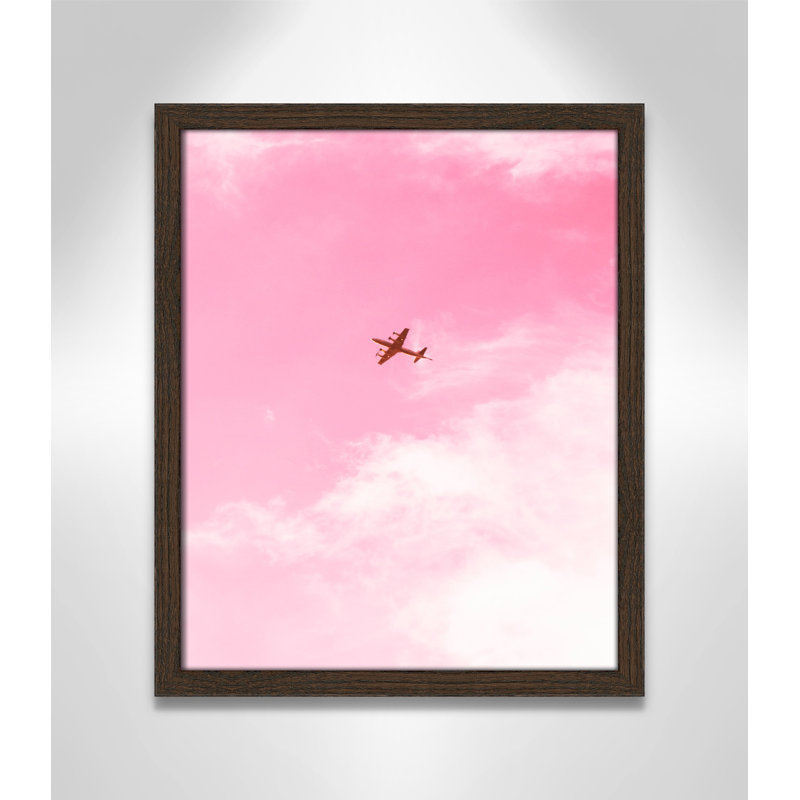 «Flight Through Cotton Candy Skies» par J Lee - impression d'un seul cadre, H 19 po x l 16 po x P 0,75 po, Noyer