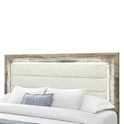 Brown Modern Upholstered Panel Bed Frame with Underbed Storage Drawers and Soft Padded Polyester Headboard, Engineered Solid Wood Bedroom Platform Bed, Queen Size