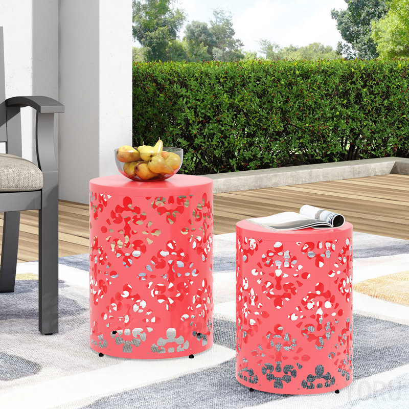 Table de bout, 17.91" H x 13.78" W x 13.78" D, Coral, Iron