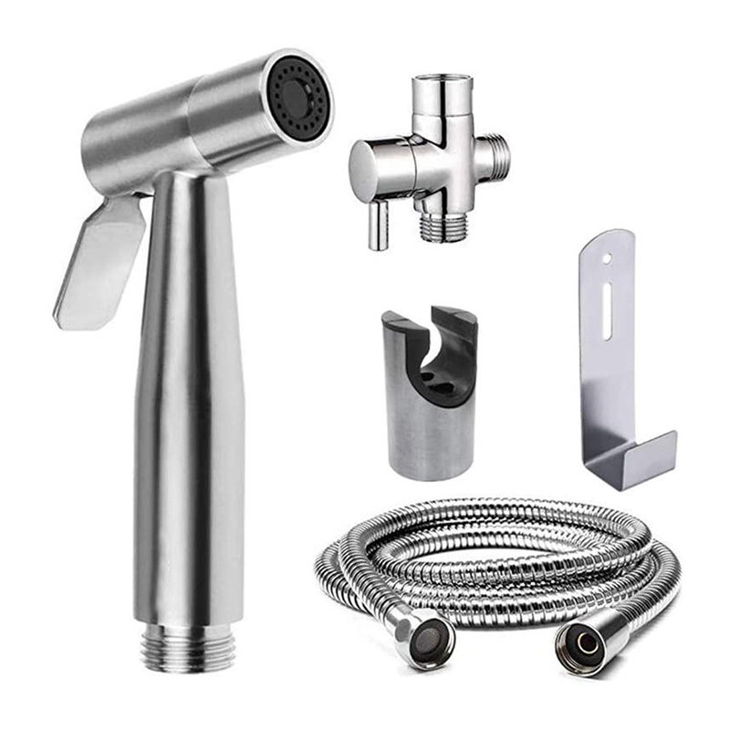 Douchette bidet pour toilette avec tuyau en acier inoxydable et pression d'eau réglable