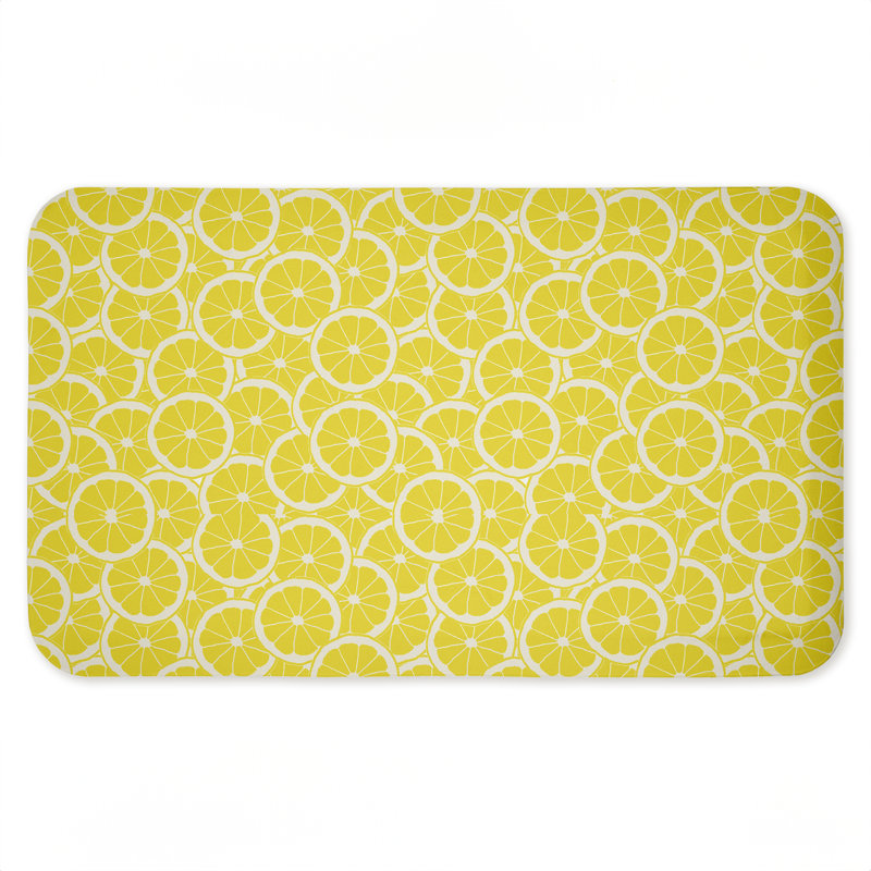 Zesty Lemons Everywhere Printed Anti-Fatigue Floor Mat, design by Anna Quach, 30"x18", Zesty Lemons Everywhere