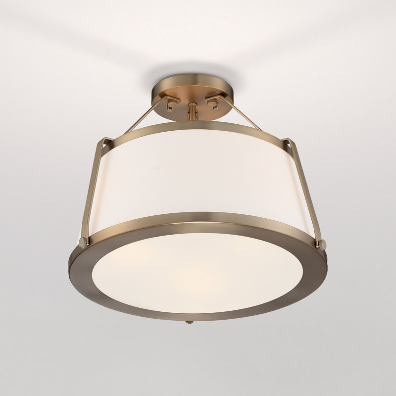 Plafonnier semi-encastré 3 lumières 15,5 po Vonnie, Laiton bruni
