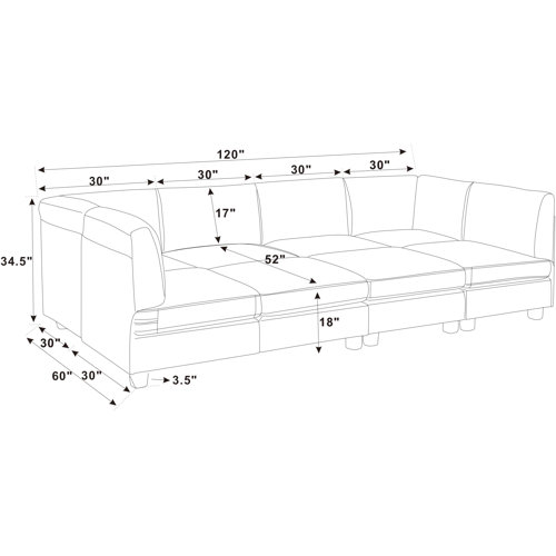 Three Posts™ Barnwell 8 - Piece Faux Leather Sectional & Reviews | Wayfair