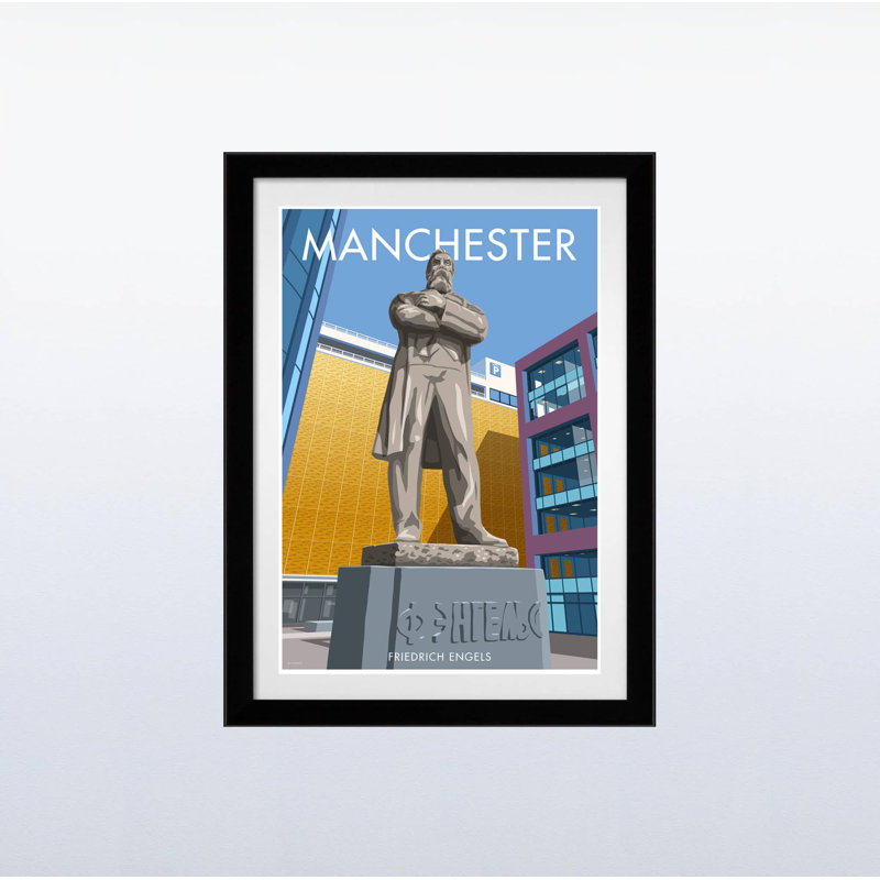 Manchester Engels - Print, Black, 54cm H x 44cm W x 2.2cm D