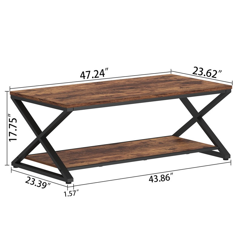 Coffee Table, Rustic Brown, 17.75" H x 47.24" L x 23.62" W