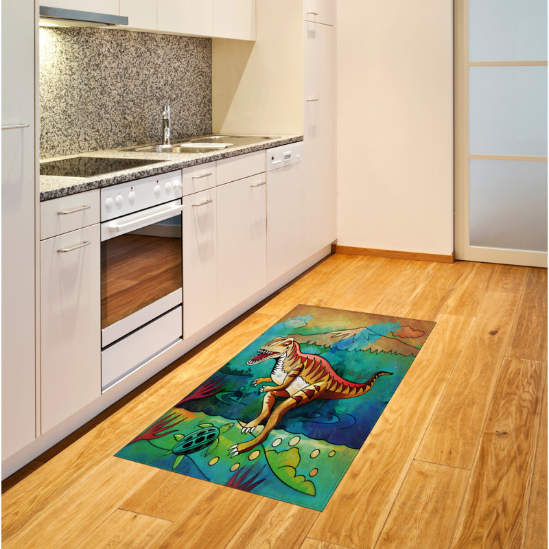 Tapis décoratif en fibre de polyester à haute densité Dinosaur, Rectangle— 4 pi x 5 pi 8 po