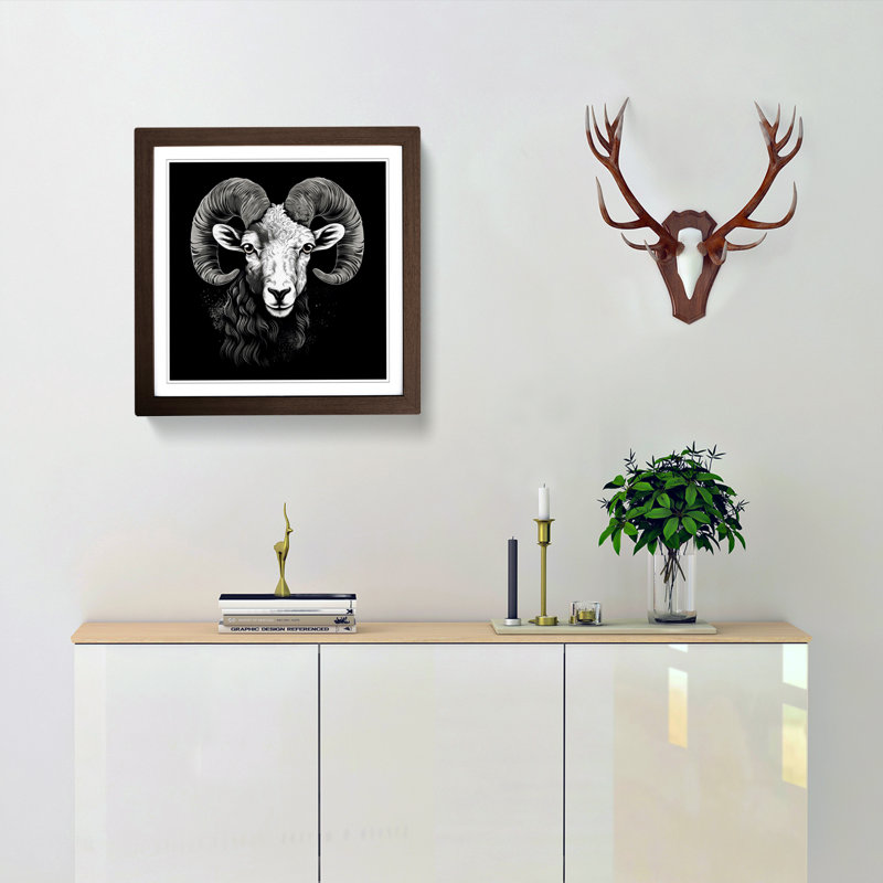 Ram Sheep No.2 - Framed Print, Walnut