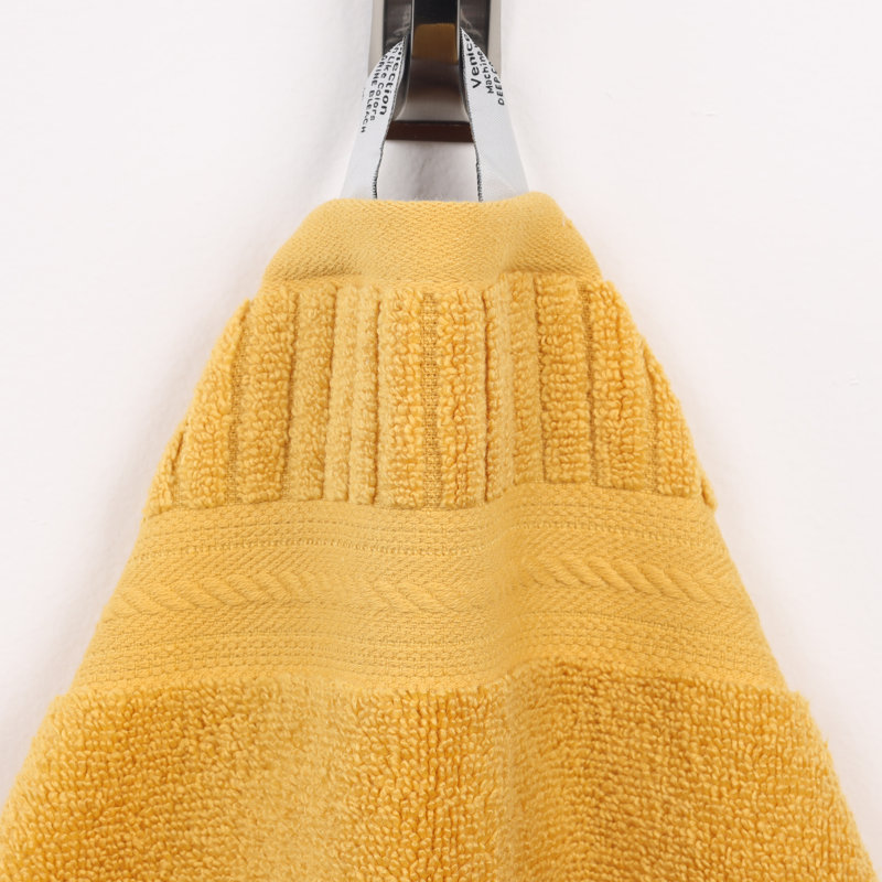 Ensemble de serviettes en coton doux à densité moyenne Venice Zero Twist, Gold, Hand Towels - 6 Pack