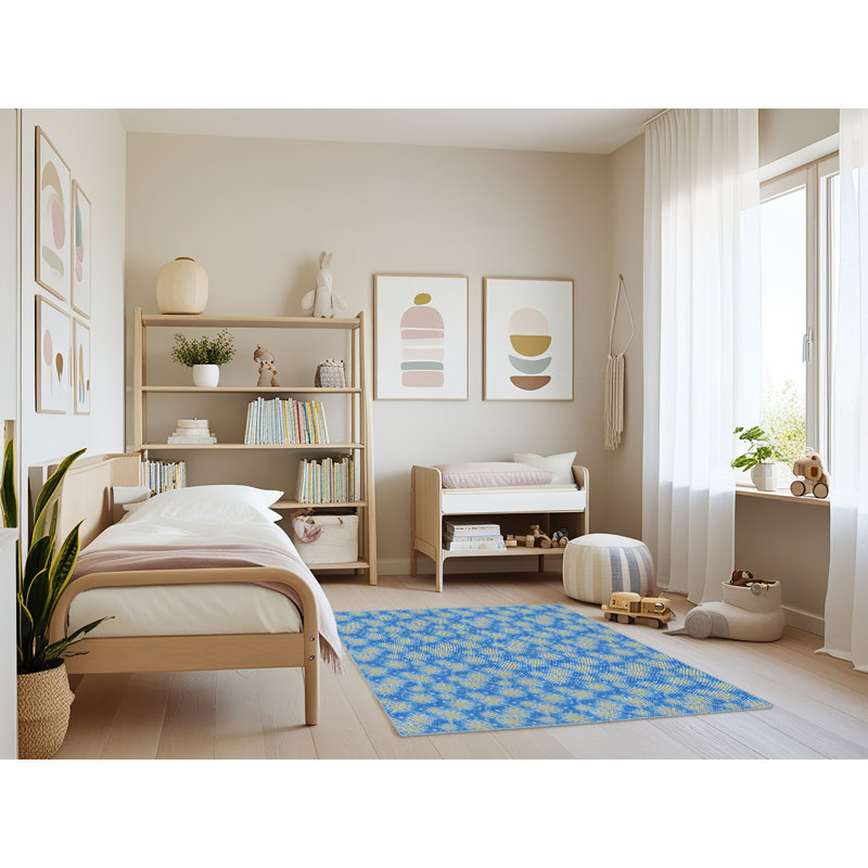 Tapis bleu/gris, Rectangle 4 pi x 6 pi
