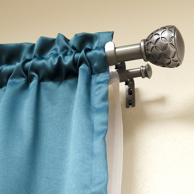 Tringle à rideaux double réglable 42 "à 120" Anglia Knob Drapery, Étain