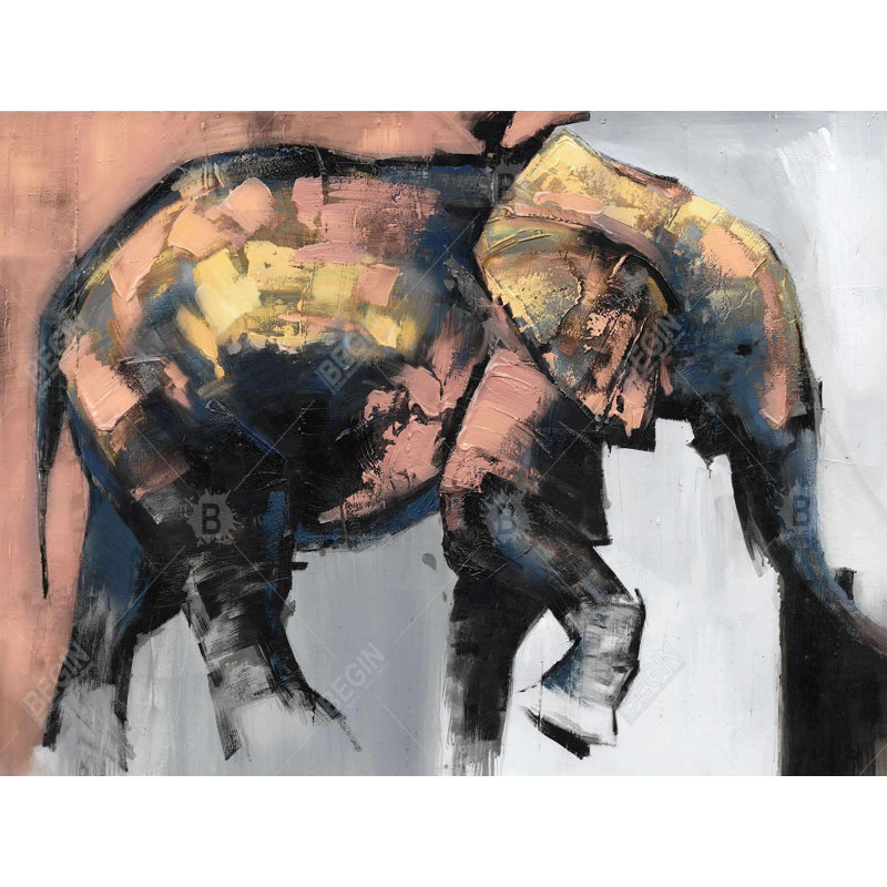 Magnifique toile éléphant - Gris contemporain