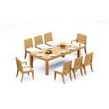 10 Seats 11 Pcs Grade-A Teak Wood Dining Set: 86" Canberra Rectangle Table And 10 Atnas  Chairs (2 Arm & 8 Armless Chairs) #11AT1902