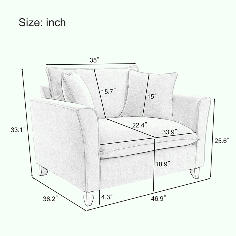 46.9" Oversized Armchair sofa, Pink