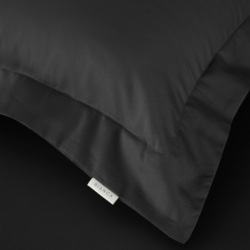 400 Thread Count 100% Cotton Sateen Oxford Pillowcase Pair, Black, Oxford (50 x 75cm)