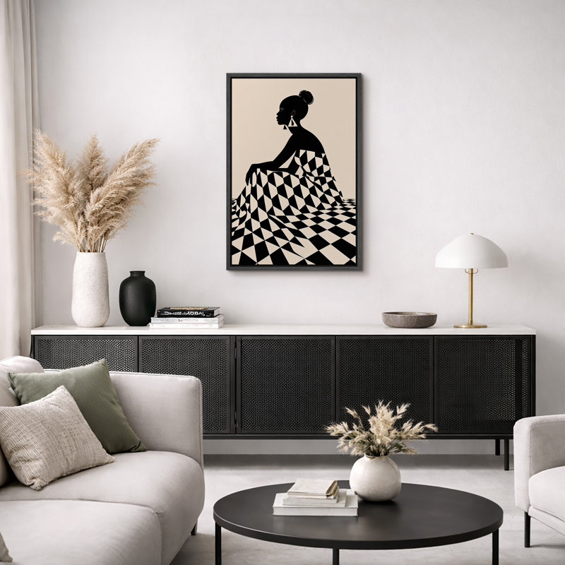 Art de femme géométrique minimaliste, images de salon, impression sur toile encadrée, impression numérique, Cadre noir