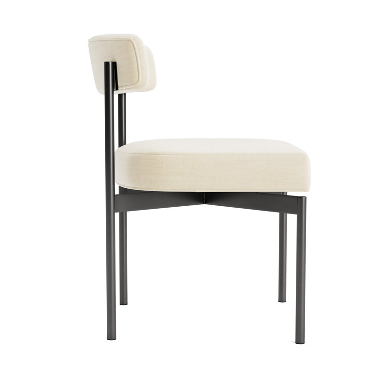 Remy Upholstered Dining Chair, Performance Linen - Cream, Pewter