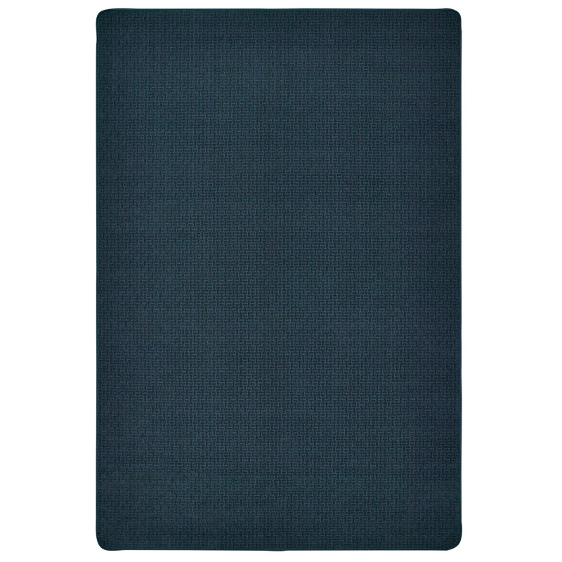 Tapis bleu marine à blocs de texture doux au toucher, Rectangulaire 8 pi 4 po x 12 pi