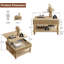Table basse carrée cannelée à plateau relevable de 31,5 po avec rangement dissimulé et tablette inférieure-665459862-687227197