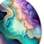Décoration murale ronde en métal bleu mauve abstrait Geode II-88599671