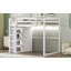 Lit mezzanine en bois avec garde-robe intégré et tablettes de rangement-26957011