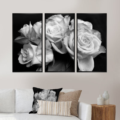 " Bunch Of Roses Black And White " 3 - Pieces