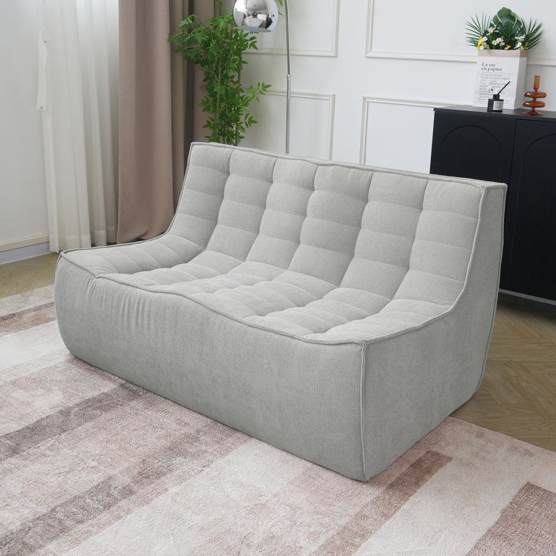 Causeuse à 2 places gris clair chenille et confortable