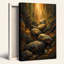 Art texturé, "Textured Rocks in Sunlit Stream Forest"-133063210