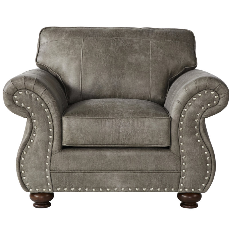 Chaise en similicuir revêtu de tissu d'ameublement gris
