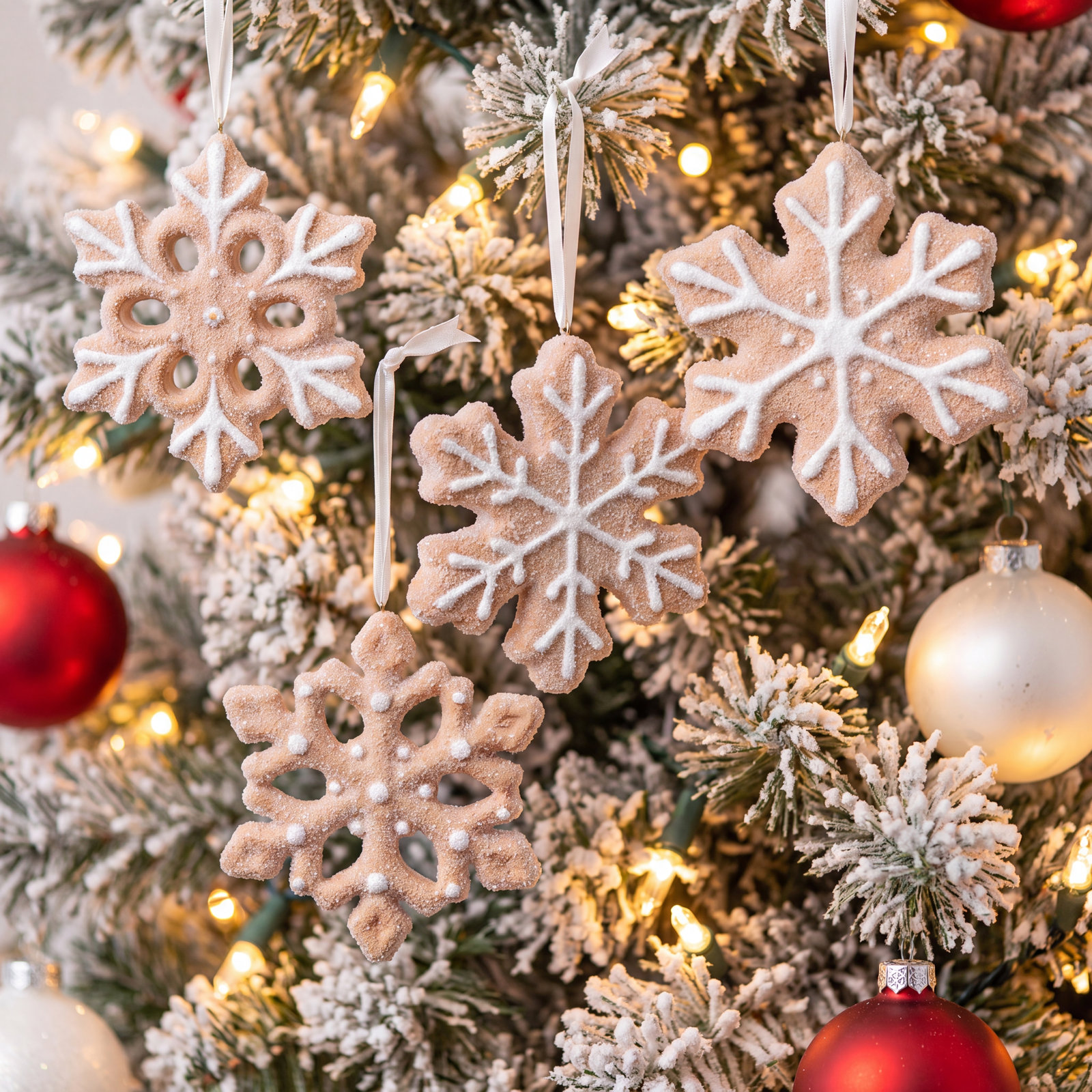 5" Holiday Ornament, Winter Beige Snowflake