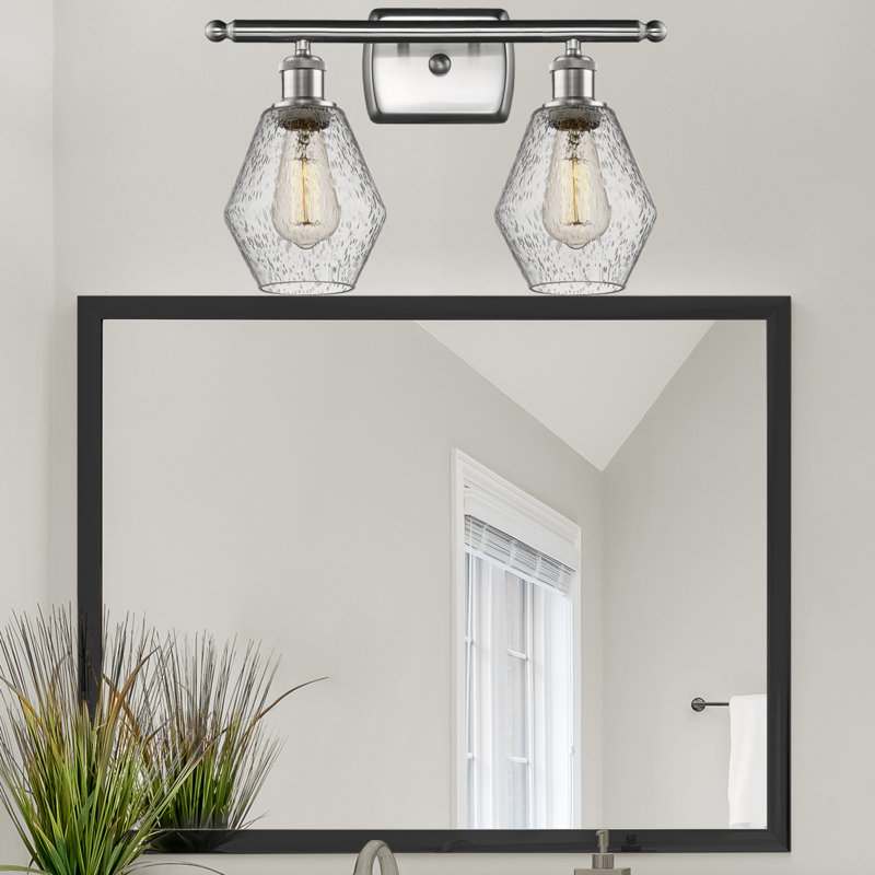 2 - Light Dimmable Vanity Light, Seedy, Brushed Satin Nickel