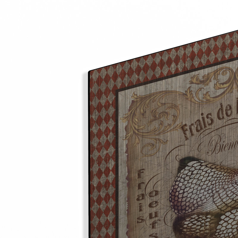  «Old World Poule 1» par Jean Plout, art mural en métal, 24 po x 24 po, 24 po x 24 po