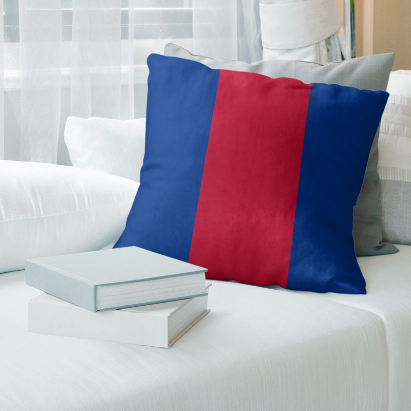 Housse de coussin de football buffalo, 18 po x 18 po, Bleu / Rouge, Polyester filé