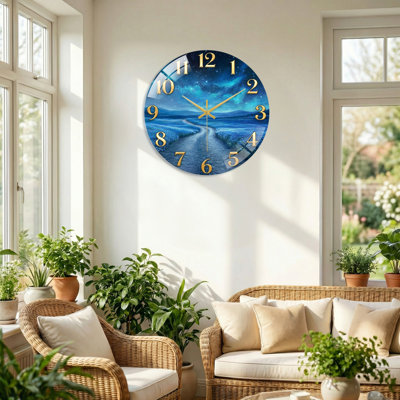 Starry Night Modern Decorated Glass Wall Clock Home Decor Art-23.6"