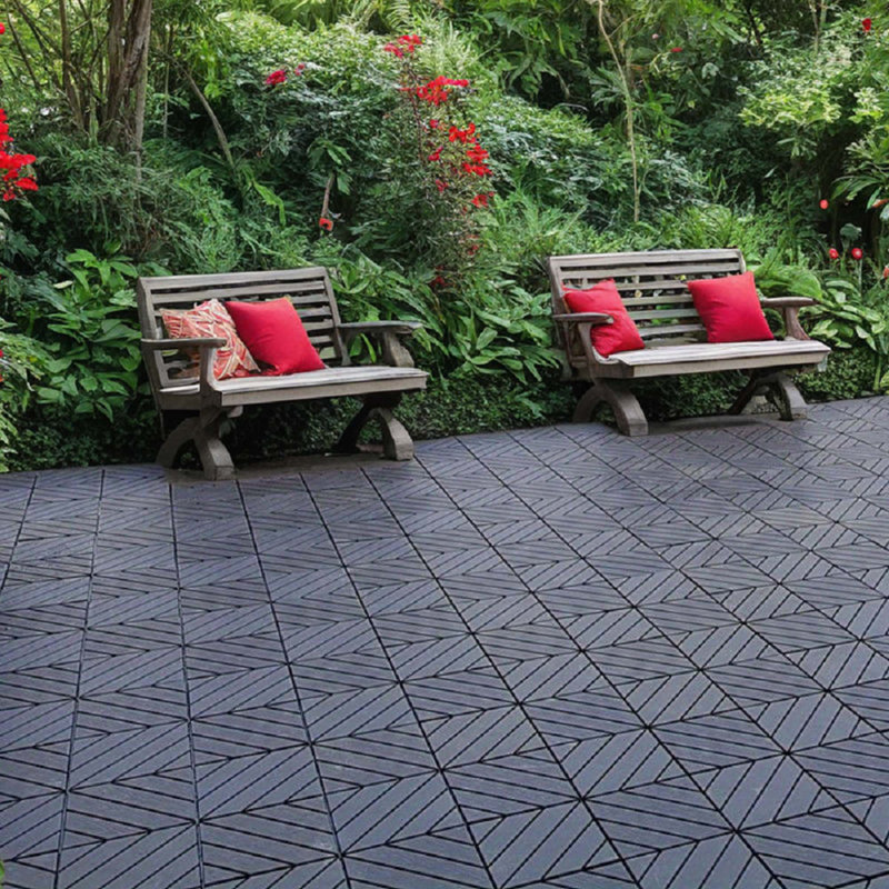 Paquet de 27 tuiles de terrasse en plastique emboîtables - Carré de 12 po x 12 po - Extérieur imperméable - Carreaux de terrasse de terrasse pour piscine - Installation facile - Matériau en PP robuste - Capacité de charge élevée