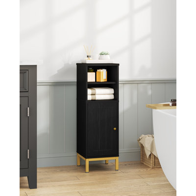 Armoire de rangement de salle de bain, armoire de coin avec tablettes, sens d'ouverture de porte personnalisé, organisateur de salle de bain avec tablette réglable pour la cuisine, le salon, armoire à papier hygiénique, noir