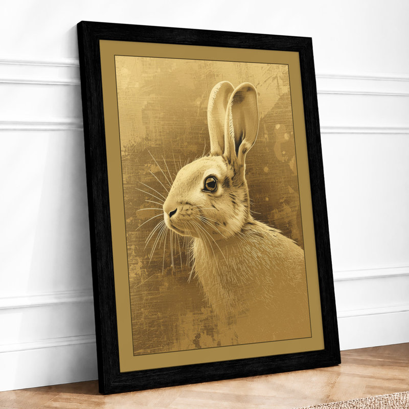 Rabbit in Profile Boho - Framed Print, A1 - 84.1 x 59.4 cm, Black