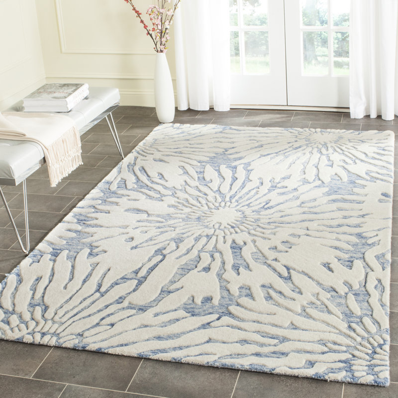 Tapis floral en laine touffeté à la main Mccullough, Rectangle 4 pi x 6 pi