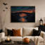 Citrouille lumineuse sur un pont de pierre au coucher du soleil - Toile murale d'Halloween-1156759425