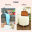 Premium Teddy Footstool | Boucle Storage Ottoman | Foot Stool Living Room | Round Pouffe Stool with Storage on Wooden Feet D45 H41 cm White