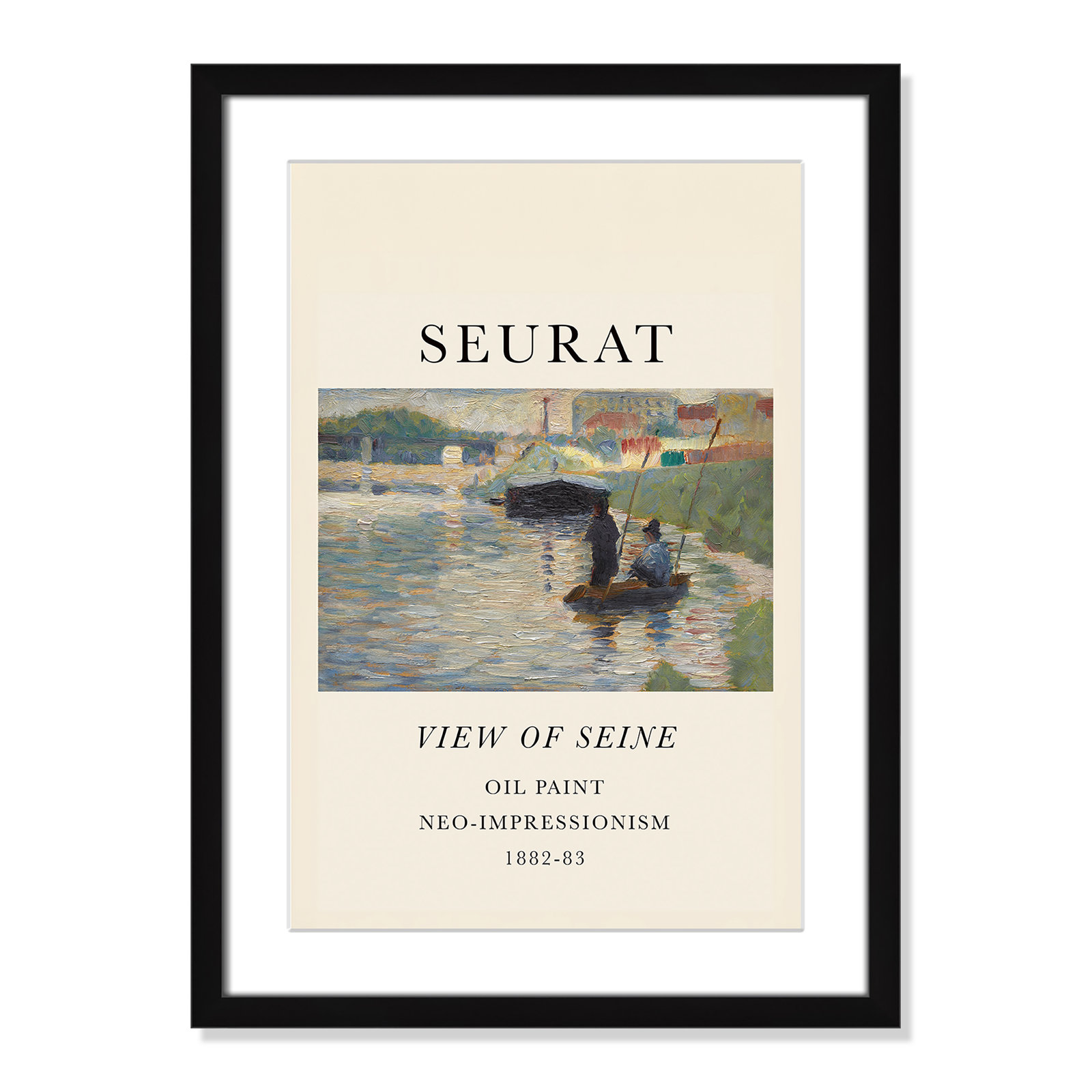 Old Masters Collection "View of Seine" Print, Black Single Picture Frame, Yes, 23" H x 17" W x 1.25" D