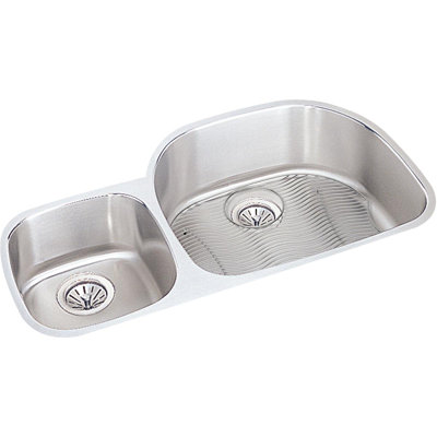 Lustertone 36.25" L x 21.125" W Double Basin Undermount Kitchen Sink Kit