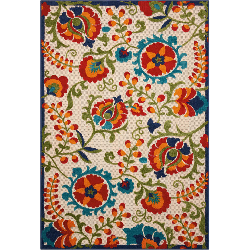 Floral Area Rug, Rectangle 107cm x 168cm
