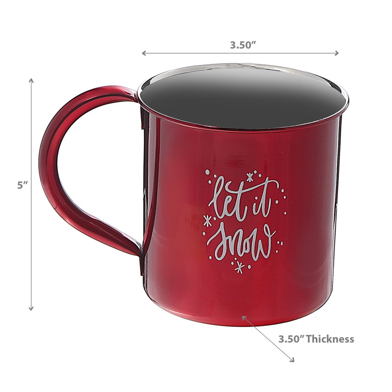 Tasse de Noël en acier inoxydable avec impression Let It Snow - ensemble de 2