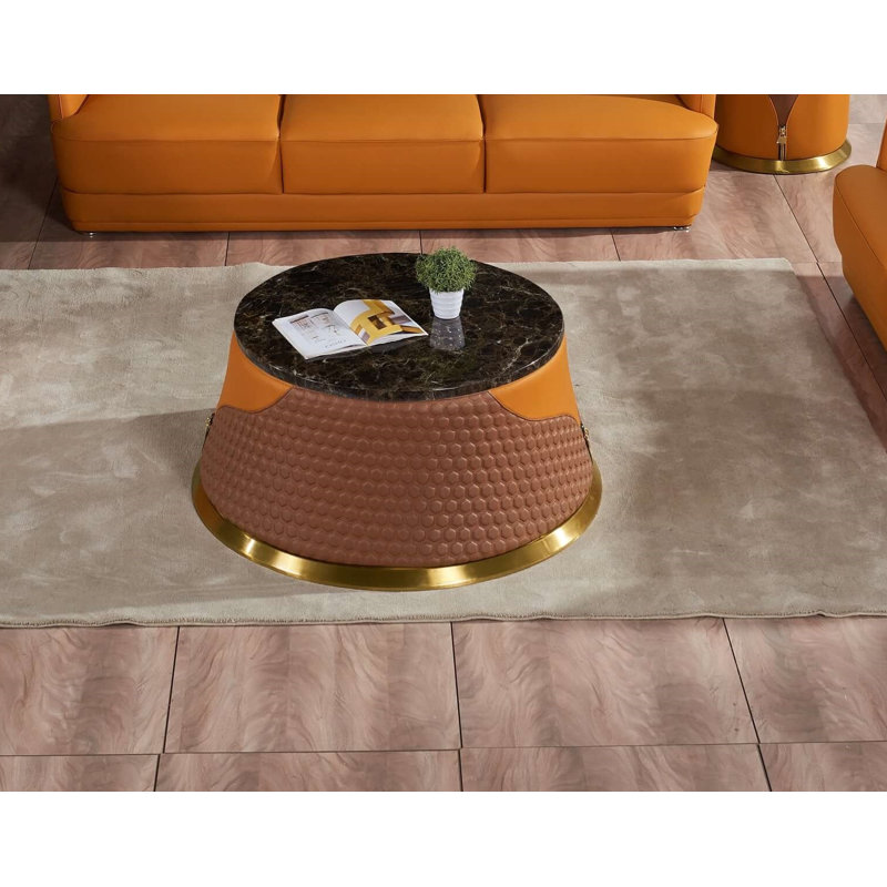 Glamour Marble Coffee Table, Orange/Brown