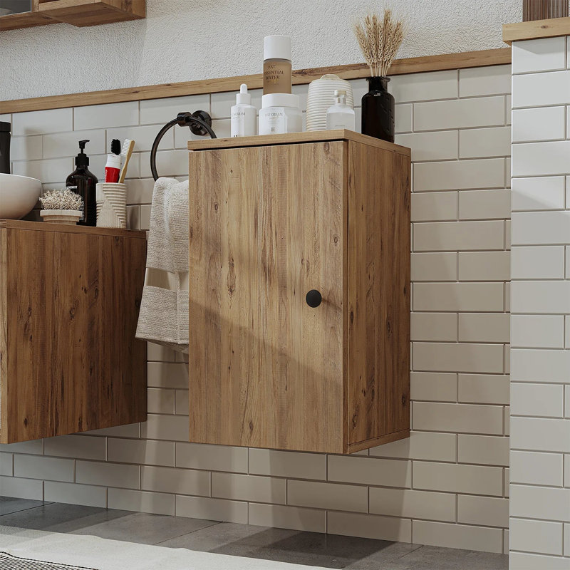Rosaliyah Bathroom Towel Storage Cabinet, 60cm, Oak