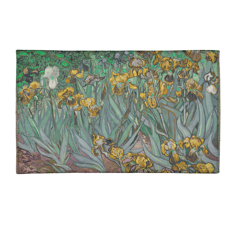 Tapis vert/jaune irises chenille, Rectangle 3 pi x 5 pi