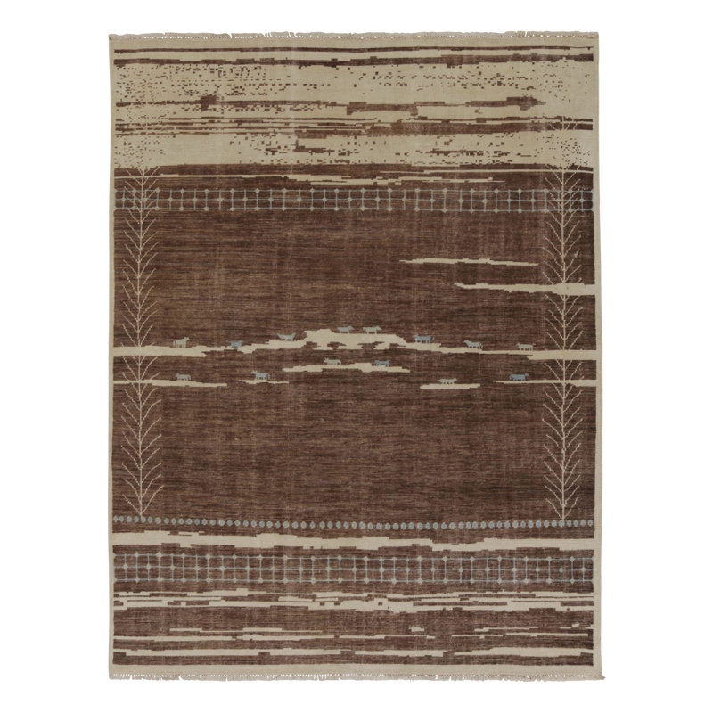 Moroccan Hand Knotted Wool Geometric Area Rug, Rectangle 8' x 10'